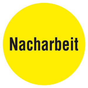 Qualitätsaufkleber Nacharbeit, Gelb, Ø 35 mm, Rund