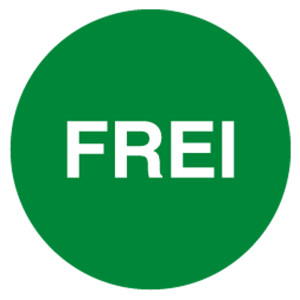 Qualitätsaufkleber Frei, Grün, Ø 20 mm, Rund