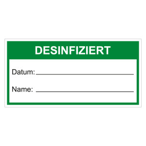 Qualitätsaufkleber Desinfiziert, Weiß, 60 x 30 mm, Rechteckig