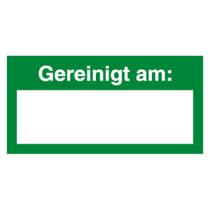 Qualitätsaufkleber Gereinigt am, Grün, 40 x 20 mm, Rechteckig