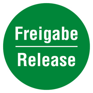 Qualitätsaufkleber Freigabe Release, Grün, Ø 35 mm, Rund