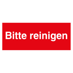 Qualitätsaufkleber Bitte reinigen, Rot, 50 x 20 mm, Rechteckig