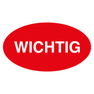Qualitätsaufkleber Wichtig, Rot, 90 x 50 mm, Oval
