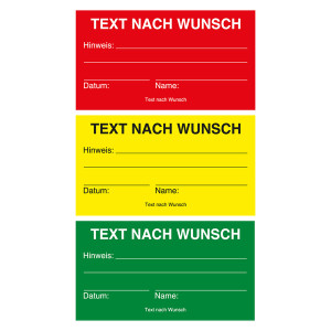 Qualitätskennzeichen mit Text nach Wunsch, Karton, 90 x 50 mm, Rechteckig
