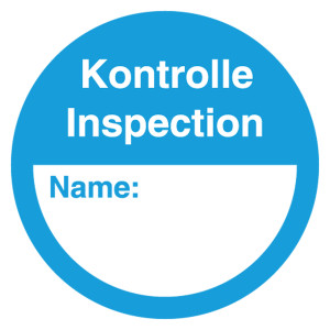 Qualitätsaufkleber Kontrolle Inspection, Blau, Rund