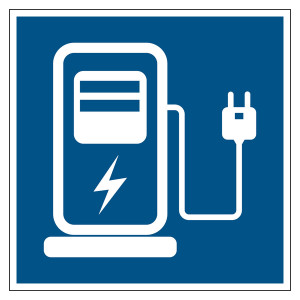 Hinweisschild "Elektrische Ladestation", Blau, Quadratisch