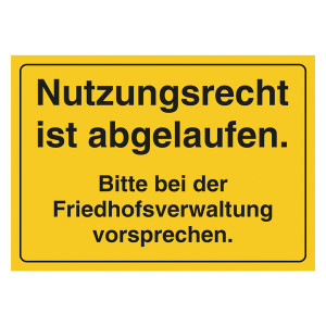 Grabstein Aufkleber "Nutzungsrecht abgelaufen, Vorsprache"