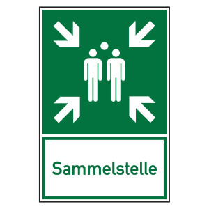 Rettungszeichen Sammelstelle Kombischild