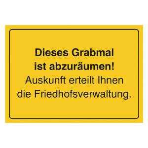 Grabstein Aufkleber "Grabmal ist abzuräumen"