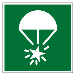 Rettungszeichen Fallschirm-Signalrakete DIN EN ISO 7010 E049