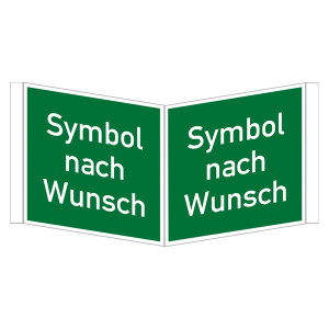 Rettungszeichen Winkelschild mit Eindruck nach Wunsch DIN EN ISO 7010