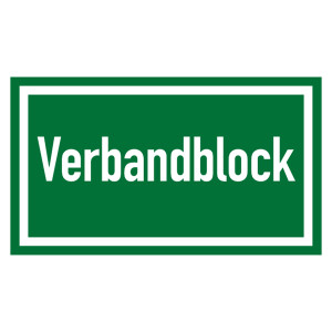Rettungszeichen Verbandblock Folie 105 x 60 mm Einzeletikett