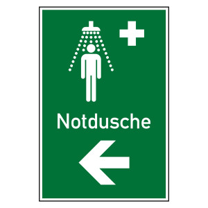 Rettungszeichen Notdusche links Kombischild