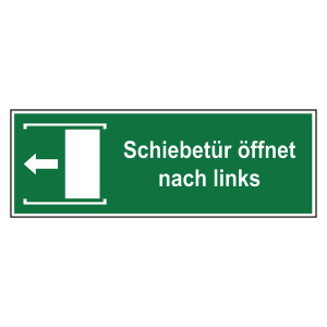 Rettungszeichen Schiebetür öffnet nach links
