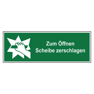 Rettungszeichen Zum Öffnen Scheibe zerschlagen
