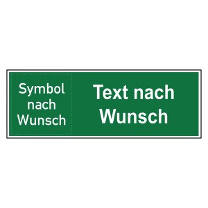 Rettungszeichen mit Text und Symbol nach Wunsch