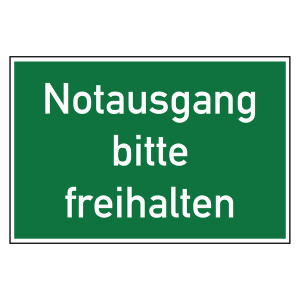 Rettungszeichen Notausgang bitte freihalten