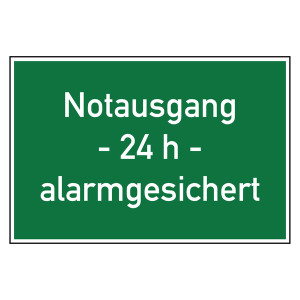 Rettungszeichen Notausgang 24 h alarmgesichert