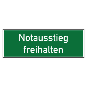 Rettungszeichen Notausstieg freihalten