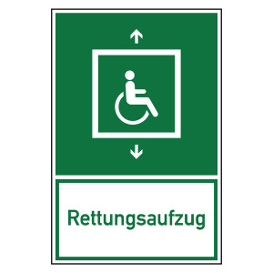 Rettungszeichen Rettungsaufzug Kombischild