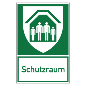 Rettungszeichen Schutzraum Kombischild