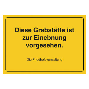 Grabstein Aufkleber "Grabstätte zur Einebnung vorgesehen"