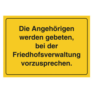 Grabstein Aufkleber "Vorsprache Friedhofsverwaltung"