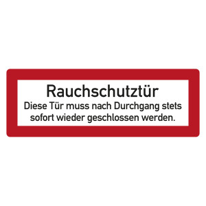Feuerwehrzeichen Rauchschutztür Tür nach Durchgang geschlossen DIN 4066