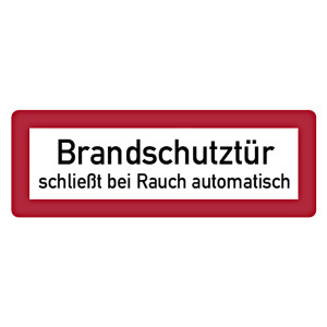 Feuerwehrzeichen Brandschutztür schließt bei Rauch automatisch DIN 4066