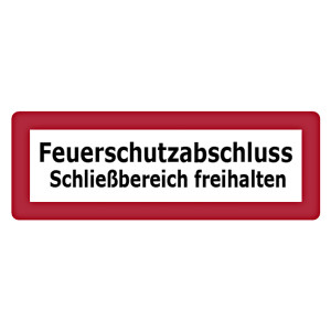 Feuerwehrzeichen Feuerschutzabschluss Schließbereich freihalten DIN 4066