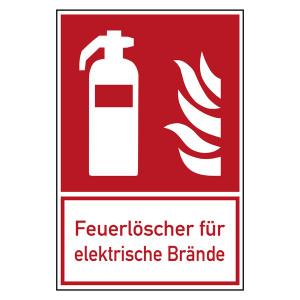 Brandschutzzeichen Feuerlöscher für elektrische Brände Kombischild