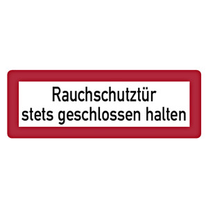 Feuerwehrzeichen Rauchschutztür stets geschlossen halten DIN 4066