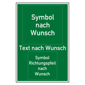 Bodenmarkierung Rettungszeichen mit Wunschtext, Pfeil und Wunschsymbol