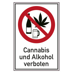 Verbotsschild Cannabis und Alkohol verboten Kombischild
