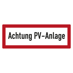 Feuerwehrzeichen Achtung PV-Anlage DIN 4066