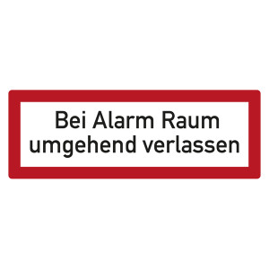 Feuerwehrzeichen Bei Alarm Raum umgehend verlassen DIN 4066