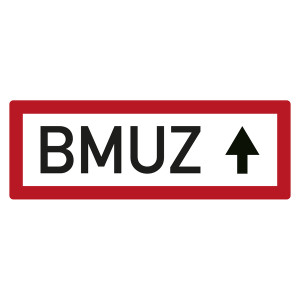 Feuerwehrzeichen BMUZ mit Pfeil oben DIN 4066