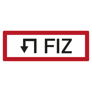 Feuerwehrzeichen FIZ mit Pfeil 180° links DIN 4066
