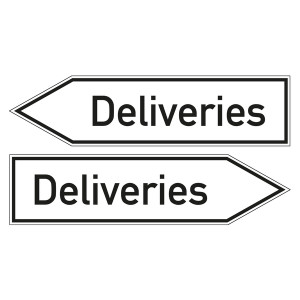 Wegweiser englisch "Deliveries"