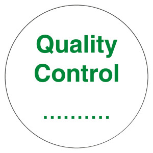 Qualitätskennzeichen Quality Control zum Selbstbeschriften Weiß Rund