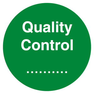 Qualitätskennzeichen Quality Control zum Selbstbeschriften Grün Rund