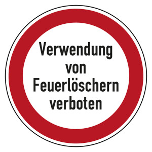 Verbotszeichen Verwendung von Feuerlöschern verboten