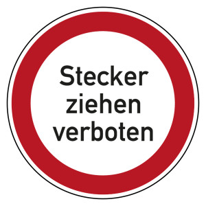 Verbotszeichen Stecker ziehen verboten