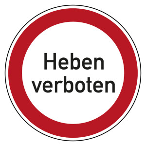 Verbotszeichen Heben verboten