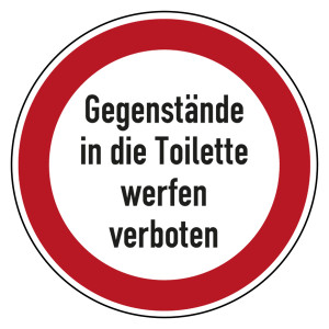 Verbotszeichen Gegenstände in die Toilette werfen verboten