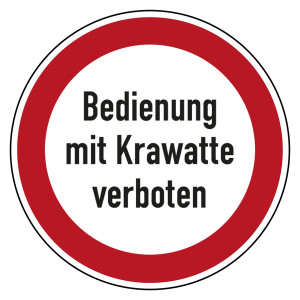 Verbotszeichen Bedienung mit Krawatte verboten