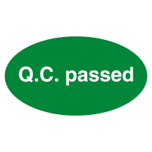 Qualitätskennzeichen Q.C. passed Grün Oval