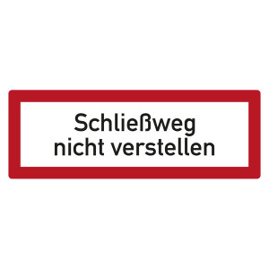 Feuerwehrzeichen Schließweg nicht verstellen DIN 4066