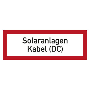 Feuerwehrzeichen Solaranlagen Kabel (DC) DIN 4066