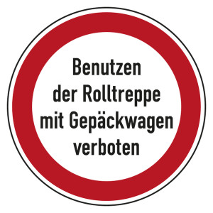 Bodenaufkleber Verbotszeichen Benutzen der Rolltreppe mit Gepäckwagen verboten